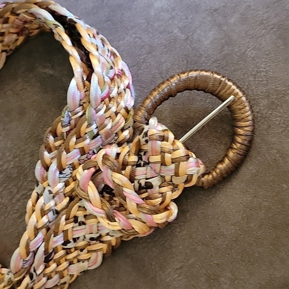 VTG Pastel Leopard Print Silk Like Thread Braided Woven Peasant Belt - Picture 5 of 6